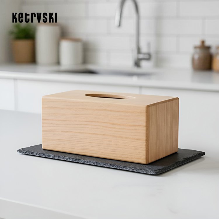 나무색 티슈박스 (2개)