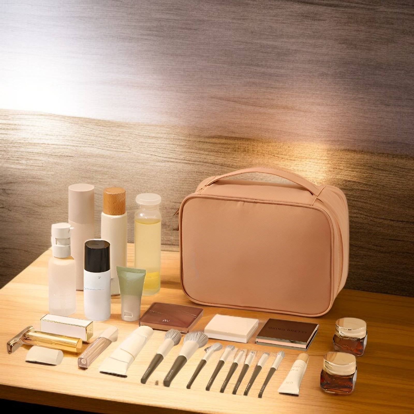 Large capacity waterproof portable makeup storage bag