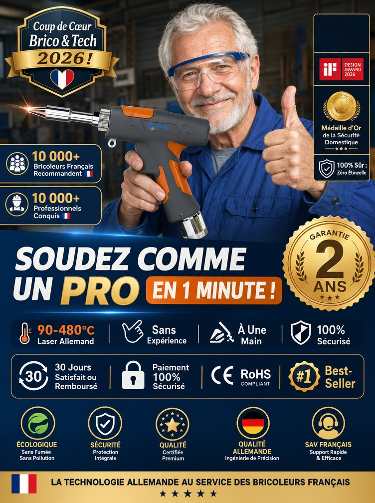 Soudeur Laser Portable Pro (90-480°C) | Zéro Étincelle| Sans Expérience, Résultat Pro en 0.1s 
