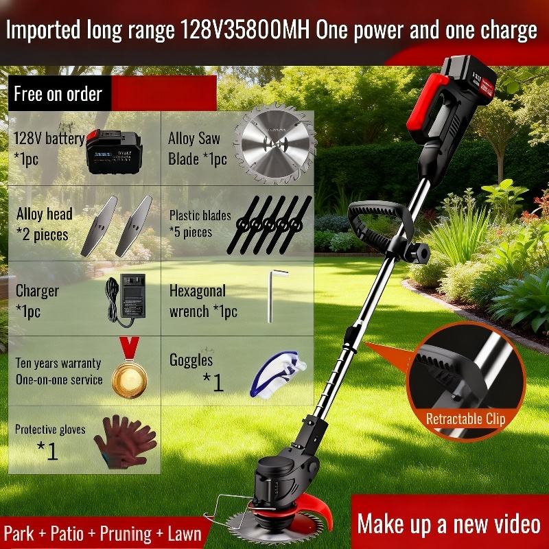 Household Cordless Telescopic Lithium Lawn Mower Small Handheld Grass Trimmer