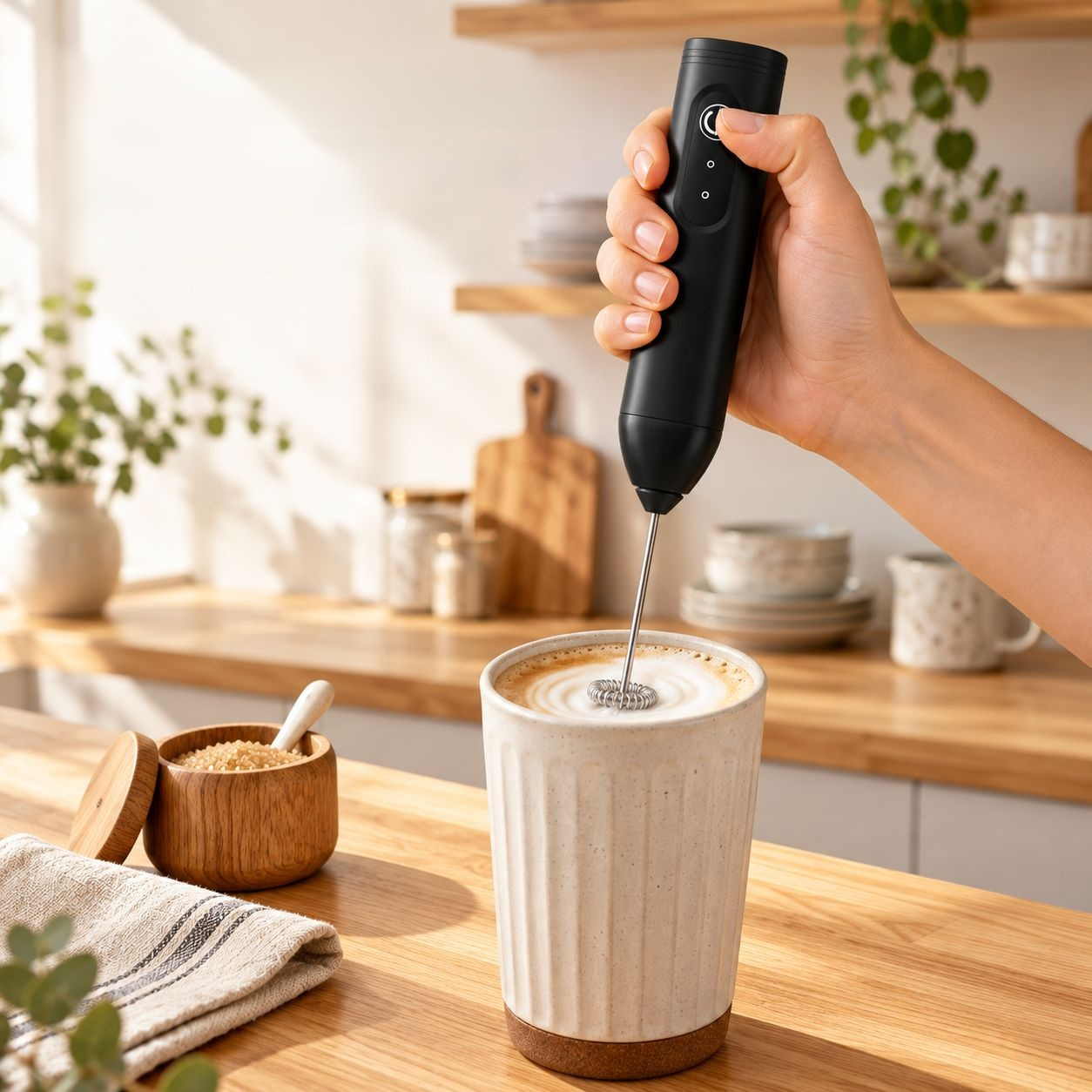 Mousseur à Lait Électrique et Mini Batteur pour Café et Pâtisserie Maison