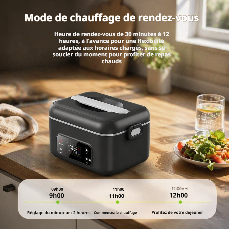 Boîte à lunch chauffante électrique USB, chauffage pour voiture, sans fil, recharge sans prise