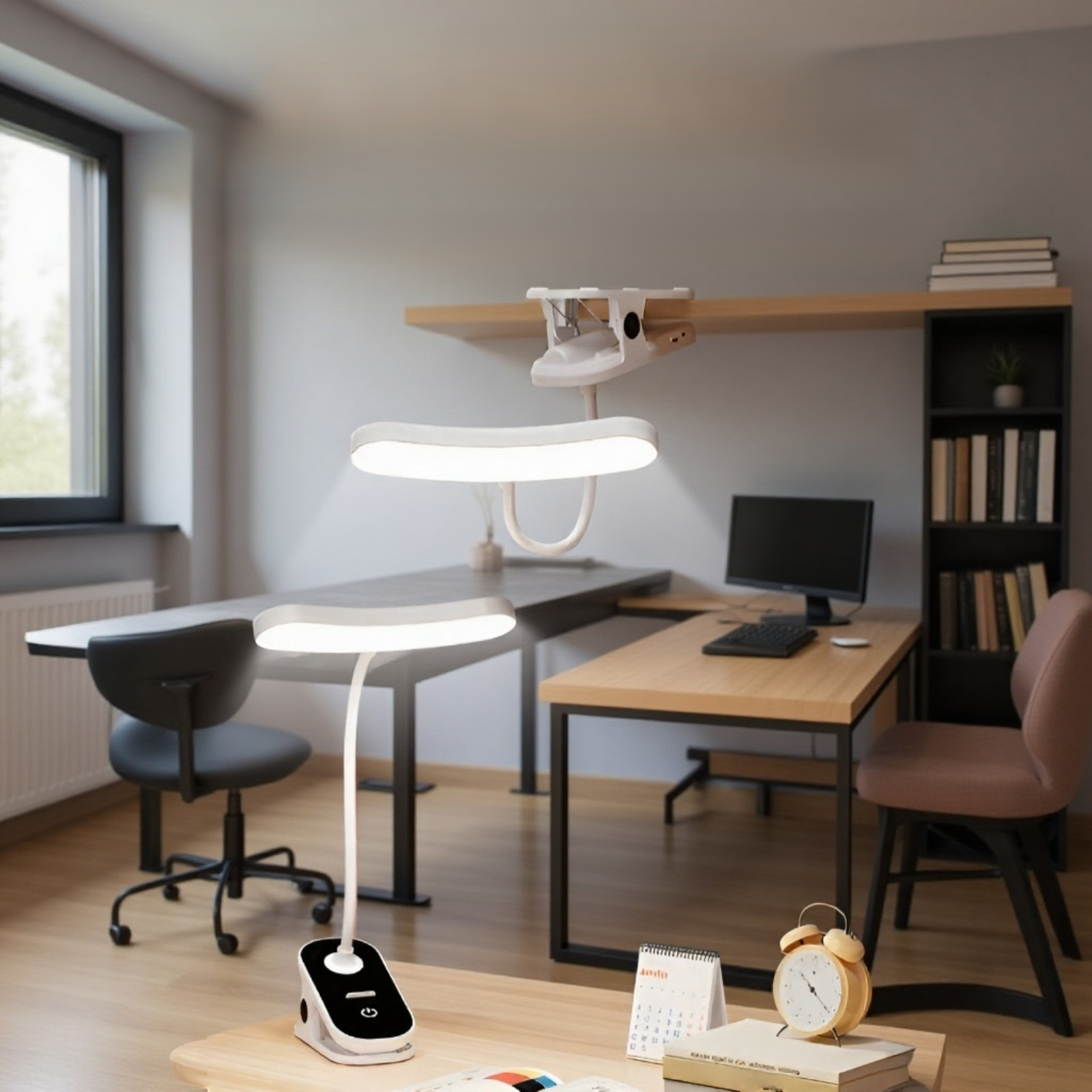 مصباح طاولة LED بمشبك مع حامل