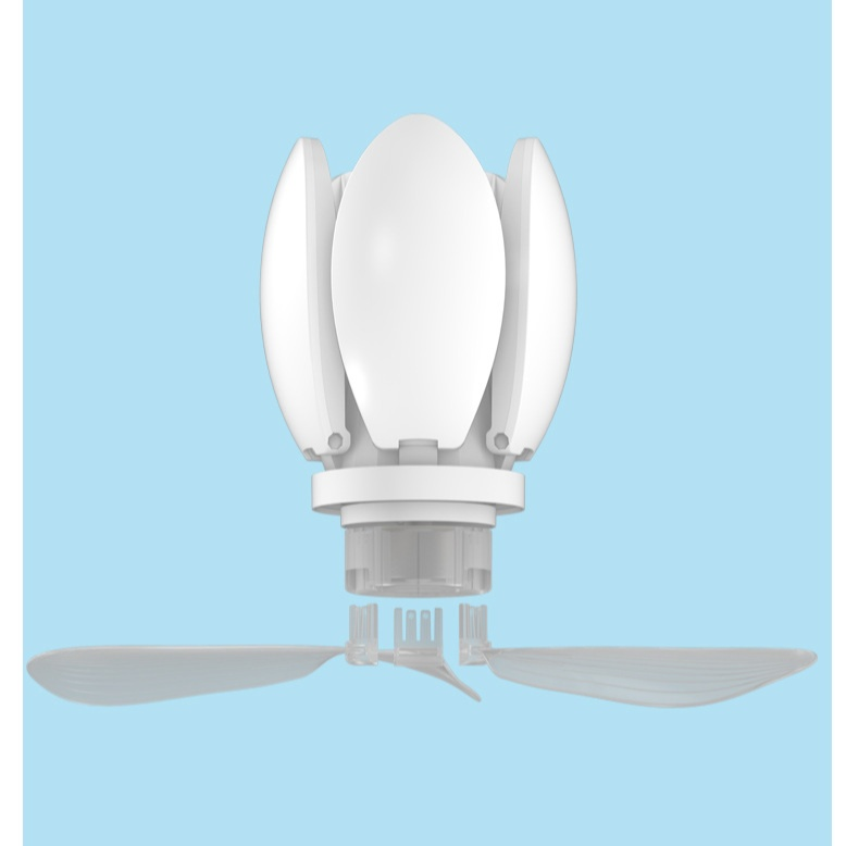 Folding lighting fixtures with fans