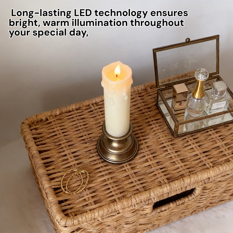 Gold Base Decorative Wedding Electronic Swing Candle Light