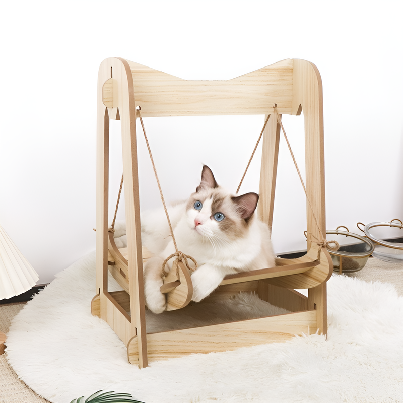 원목 고양이 흔들의자