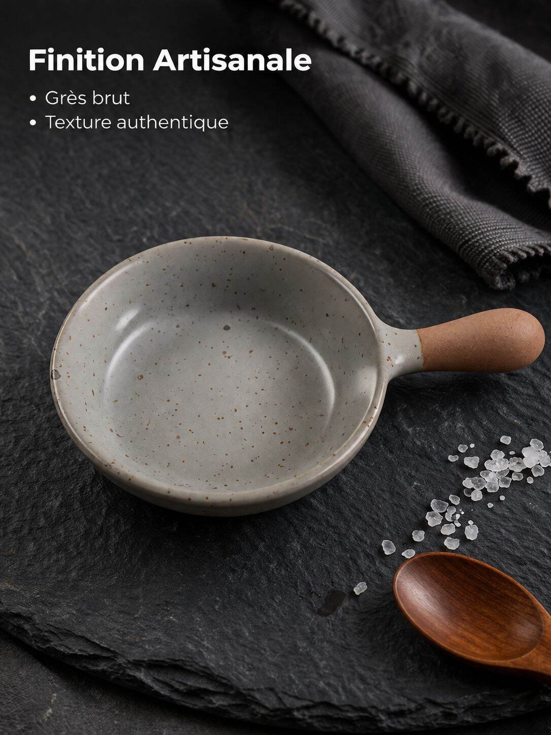 Coupelle à tremper en céramique artisanale, avec poignée, style japonais, pour sauce soja