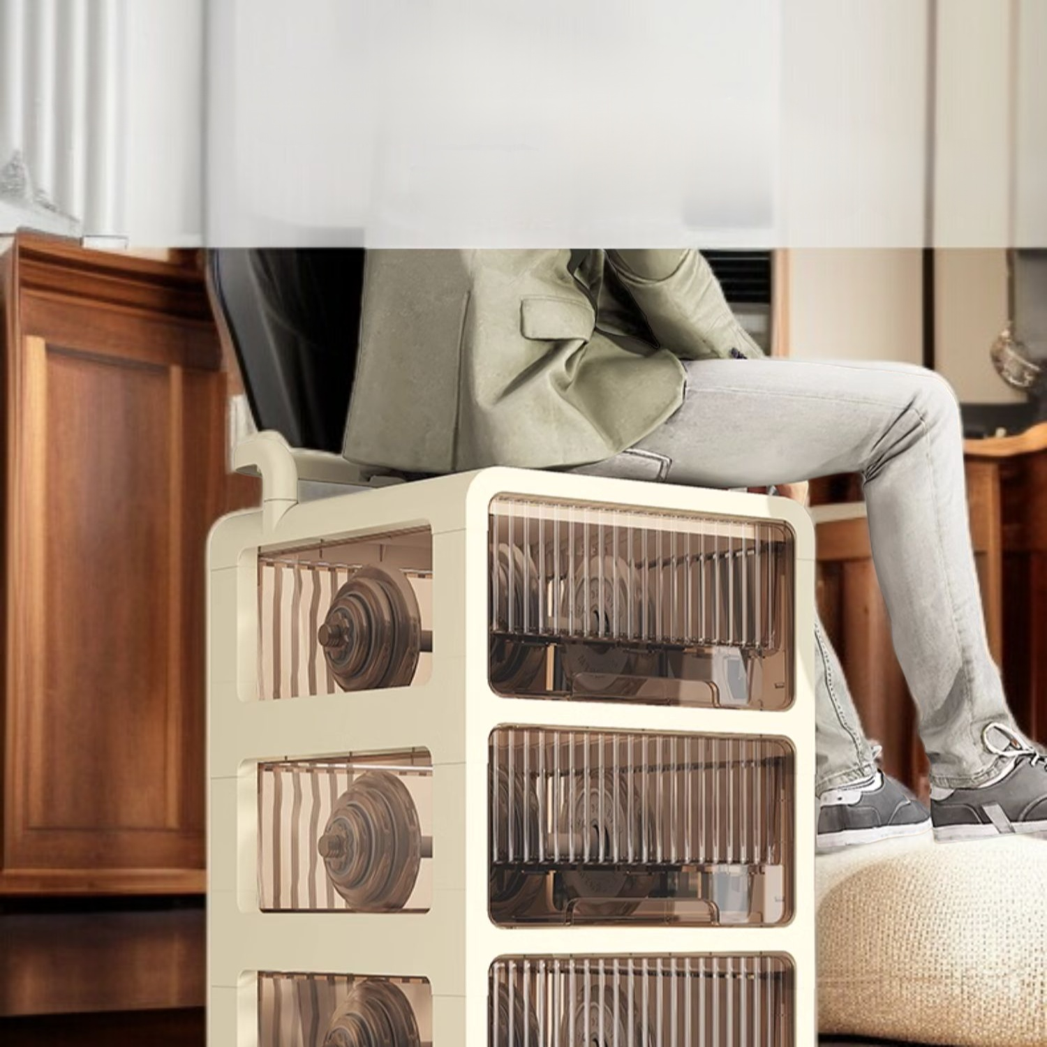 家庭用移動式多層下着収納ラック　キャスター付き引き出し収納棚