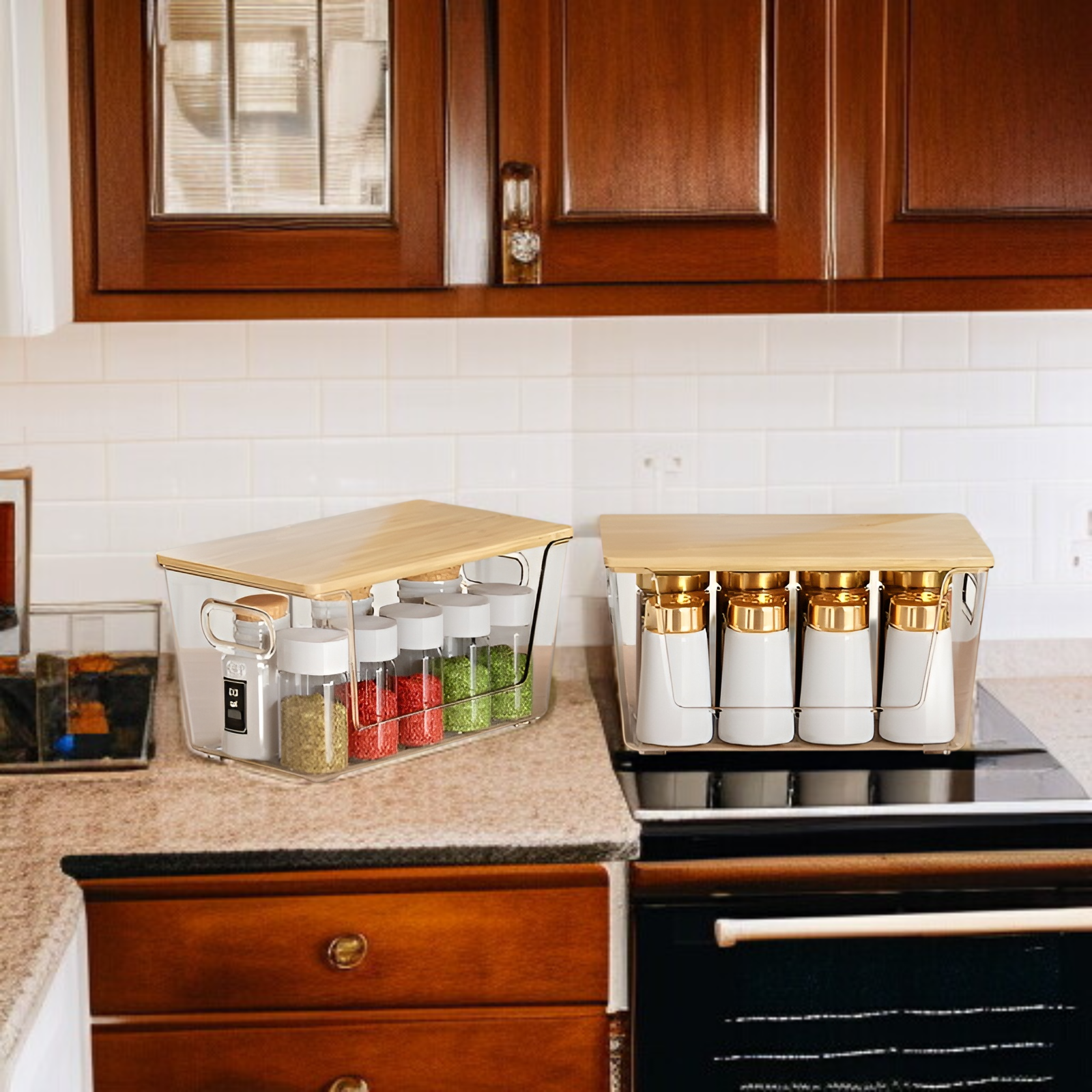 대나무 뚜껑 수납함 견고함 강조