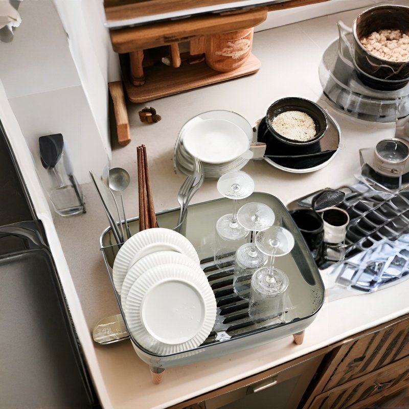 일본식 다용도 그릇선반 플라스틱 수납함 싱크대 수납선반 물빠짐 그릇선반 파티션 수납 그릇 접시 그릇 바구니