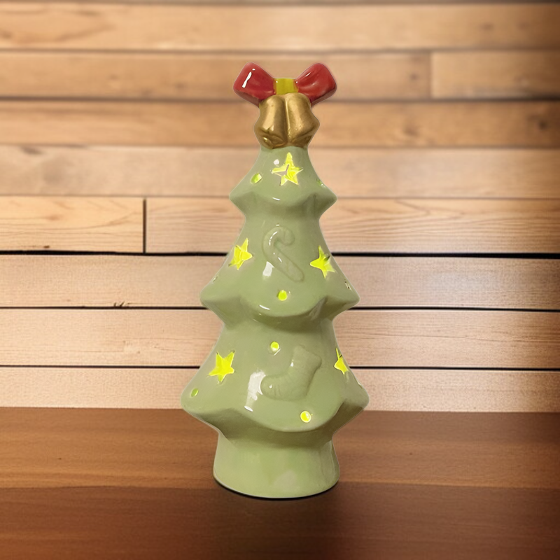 ミニデスクトップクリスマスツリーの飾り小さなクリスマスツリーセラミック光るクリスマスツリー内蔵LEDライトシンプルな北欧クリスマス雰囲気の装飾カップル友達子供クリスマスプレゼント