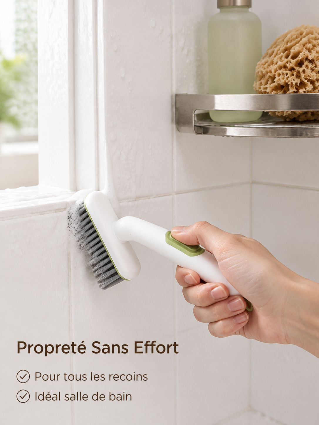 Brosse pour les fissures à rotation 360° avec distributeur de liquide