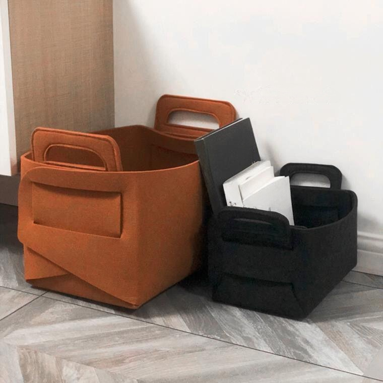 Caja de almacenamiento de fieltro grueso con asa