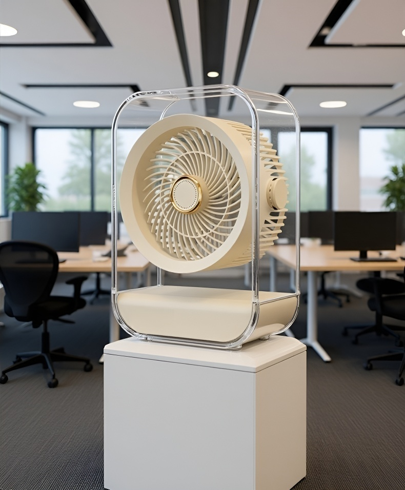 Portable desk fan with light compact design