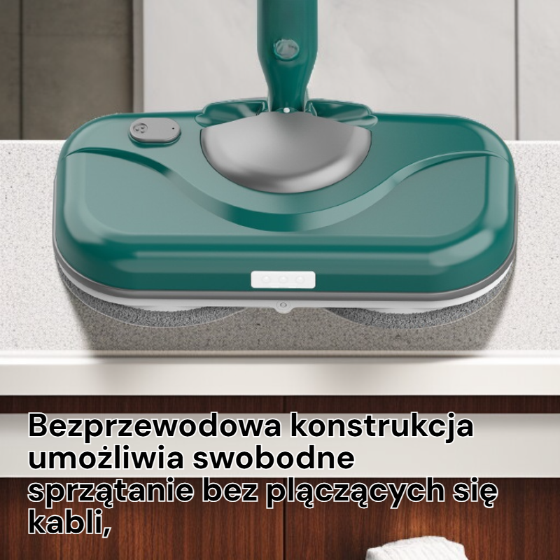  Bezprzewodowy elektryczny mop z podwójnym obrotowym spryskiwaczem