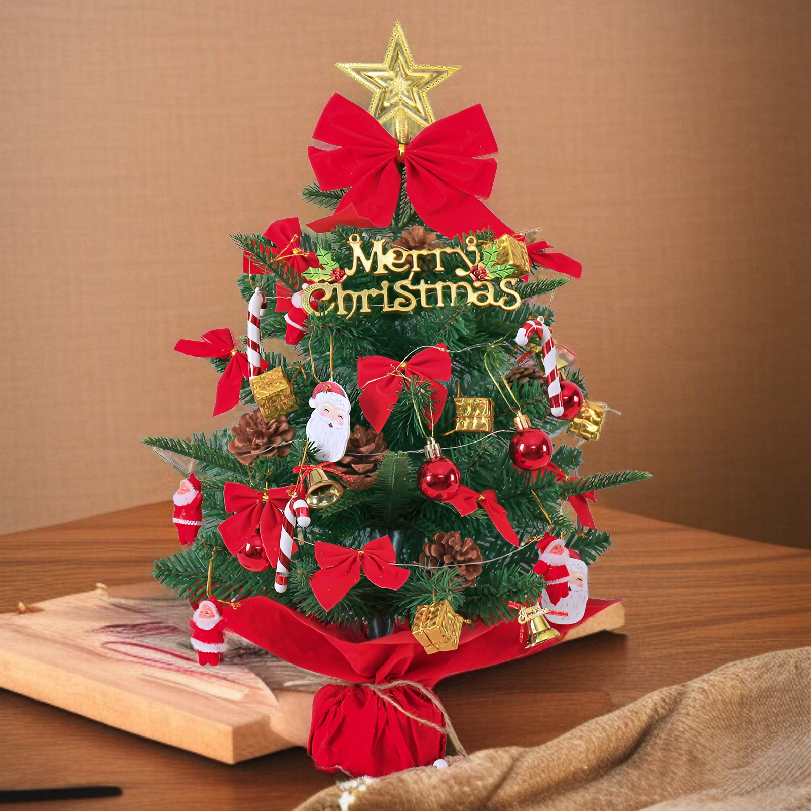 ミニテーブルクリスマスツリー飾り全体写真