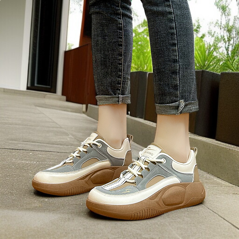 学生厚底板靴通気性レジャーマフィンシューズ厚底小さな白い靴女性