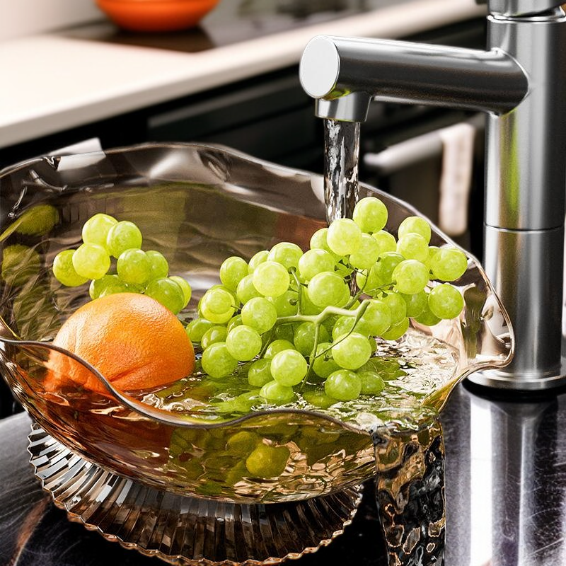 Light Luxury Rotating High-Foot Fruit Plate for Living Room Coffee Table