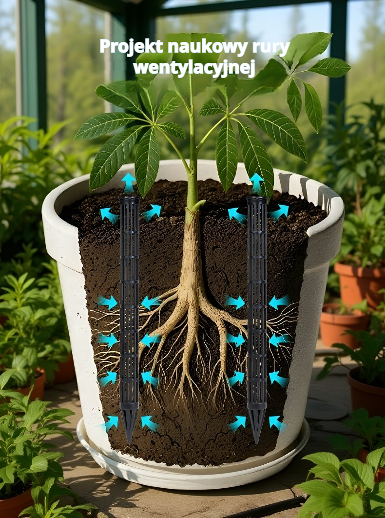 Instalacja przewodu wentylacyjnego w doniczce