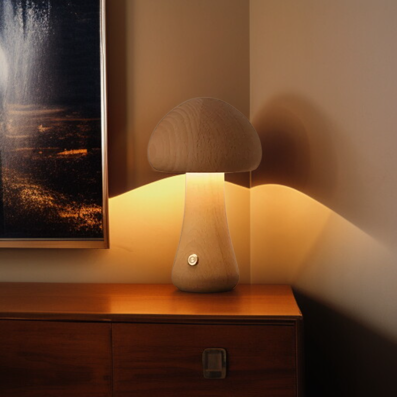 Luz de noche con forma de seta para niños, lámpara táctil de mesita de noche para dormitorio