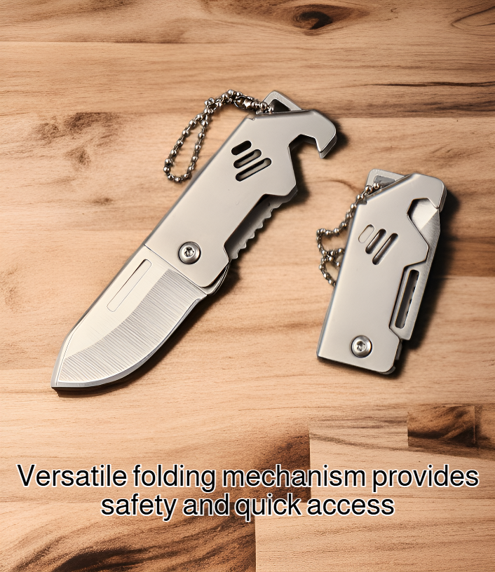 Close-up of mini sharp folding knife blade