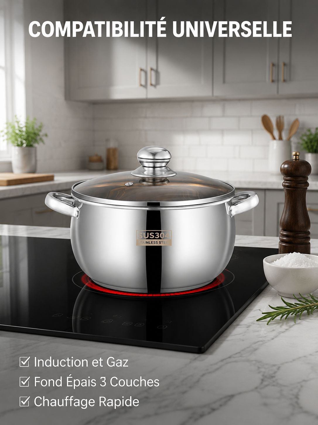 Pot à pommes épaissi en acier inoxydable SL304