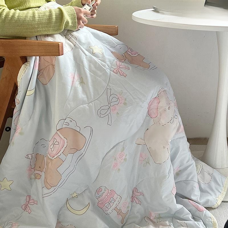 Summer Thin Blanket for Students, Cute Puppy Pattern for Dormitory