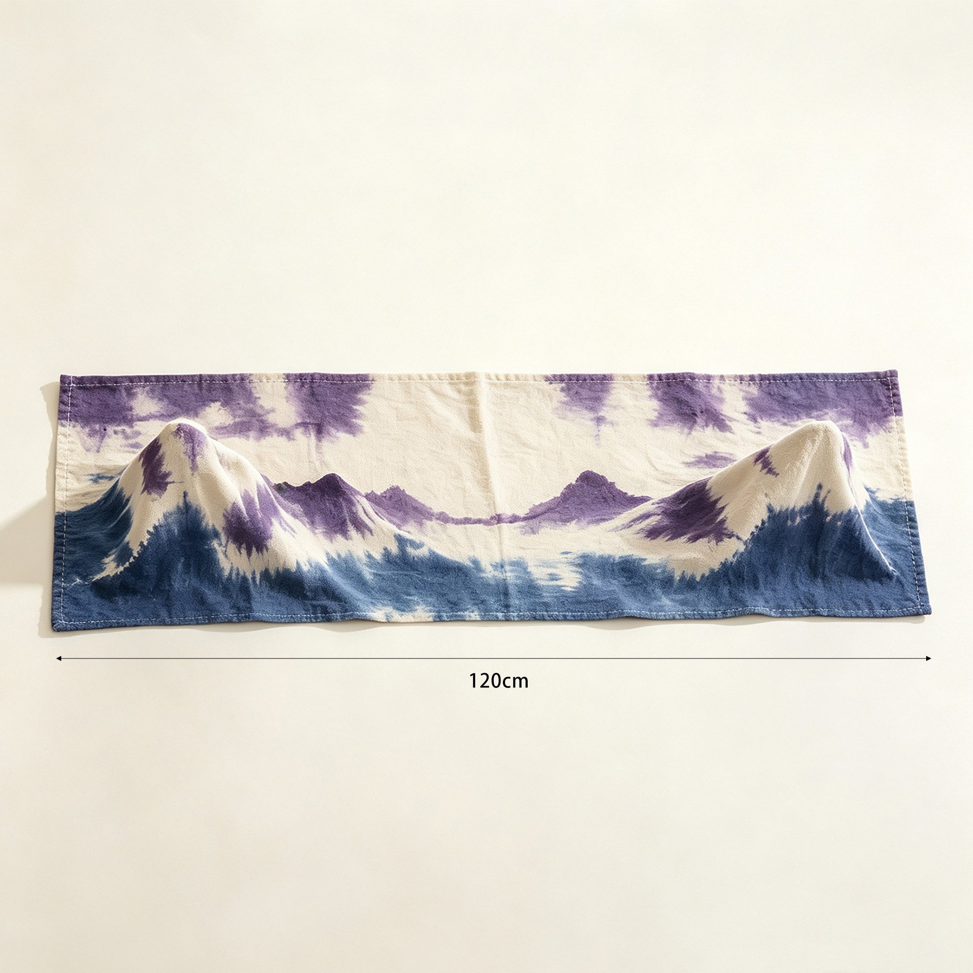 Boho style table runner with landscape-inspired design