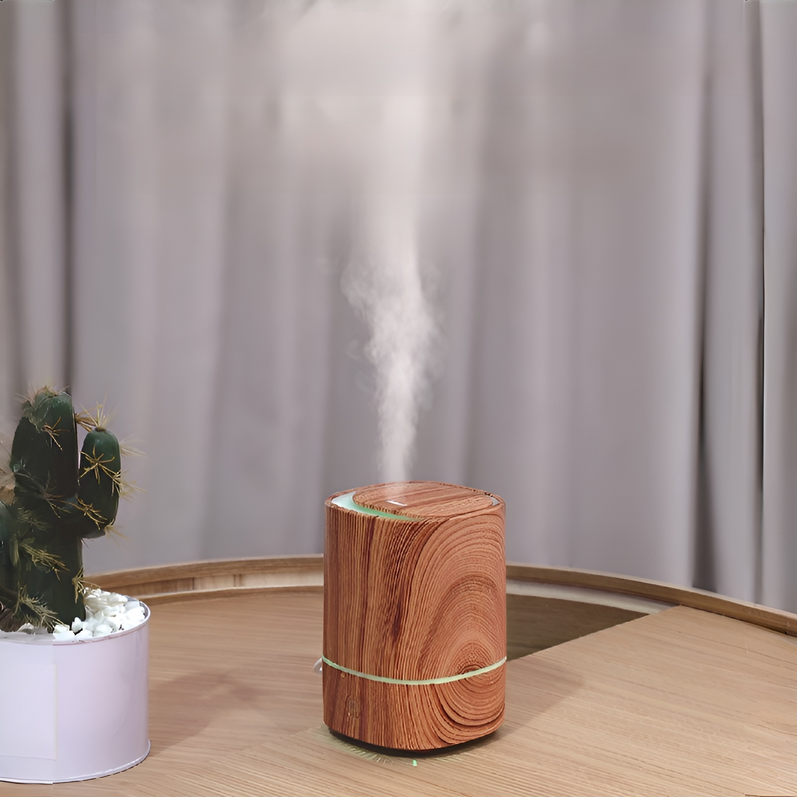 新しい空気加湿器USB車オフィス木目調アロマセラピーマシン超音波スプレー家庭用清浄機