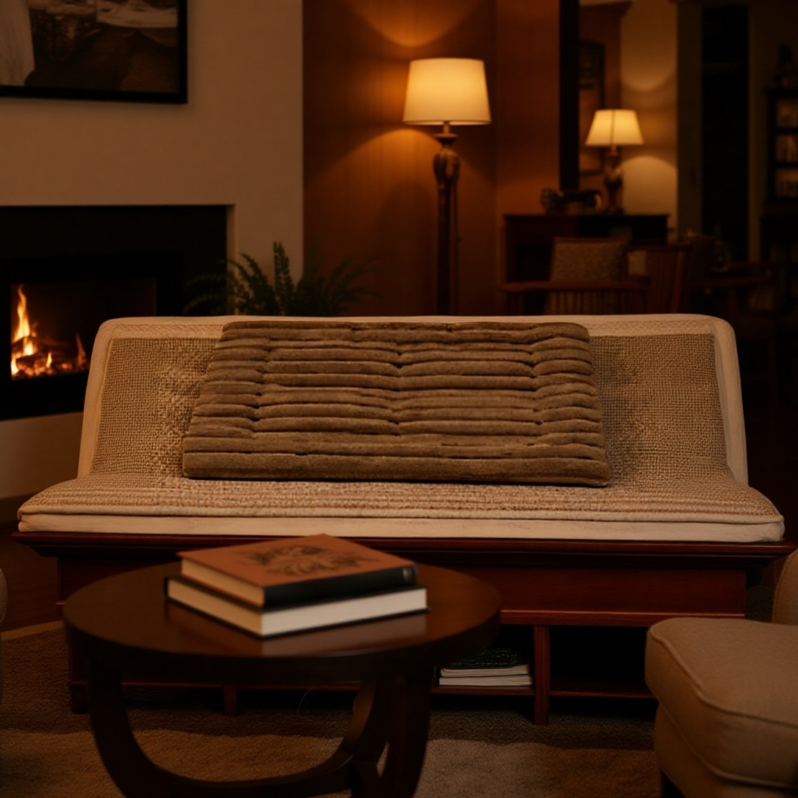 Gato durmiendo en alfombrilla acolchada