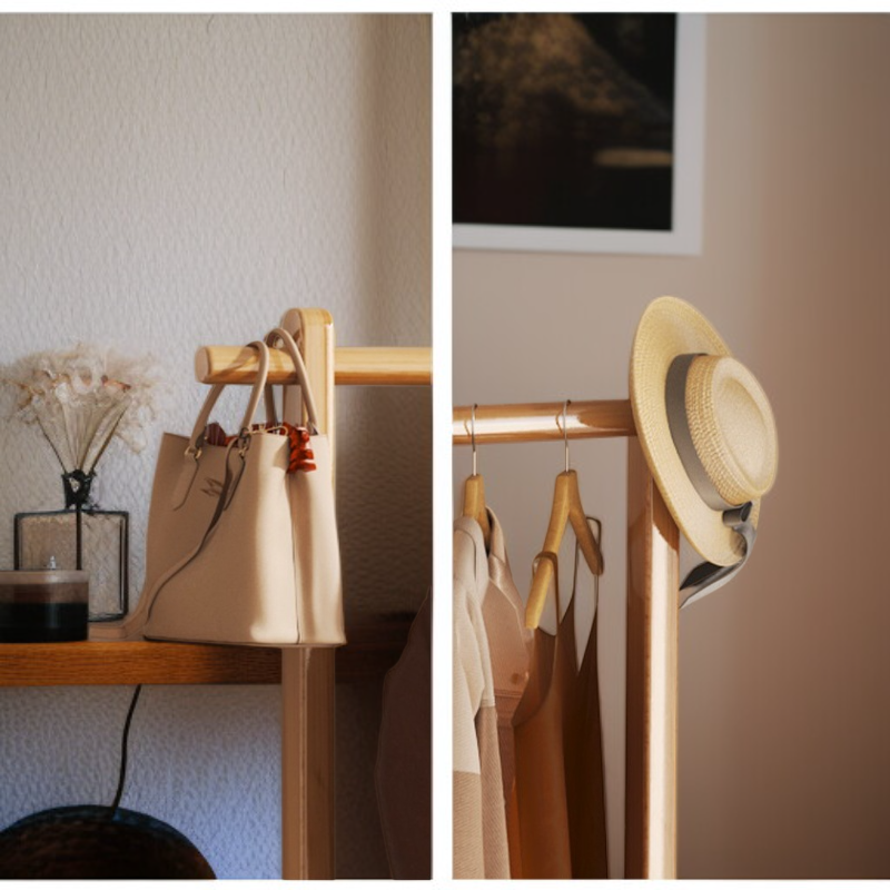 تفاصيل رف ملابس خشبي متين