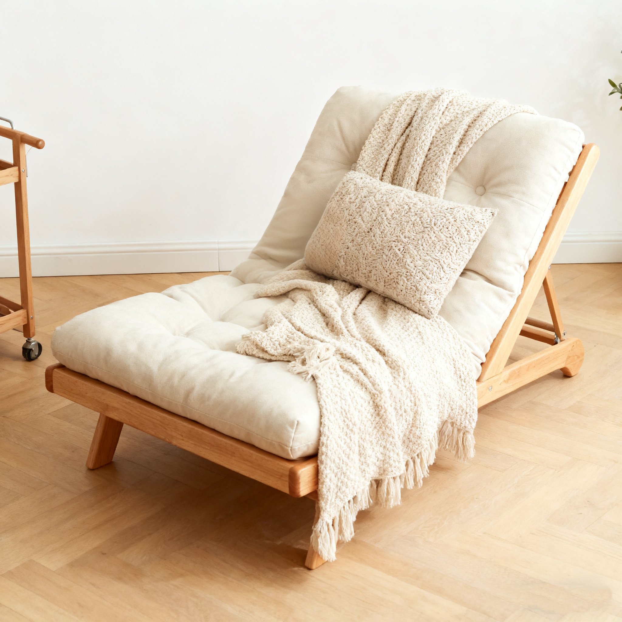 柔らかい布張りのレイジーソファのクローズアップ