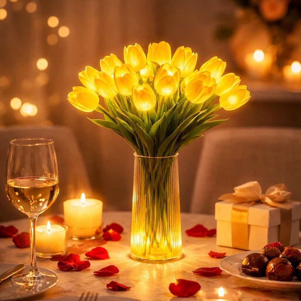 家庭用チューリップナイトライト、ミックスカラー発光ブーケ、撮影用デコレーション小道具
