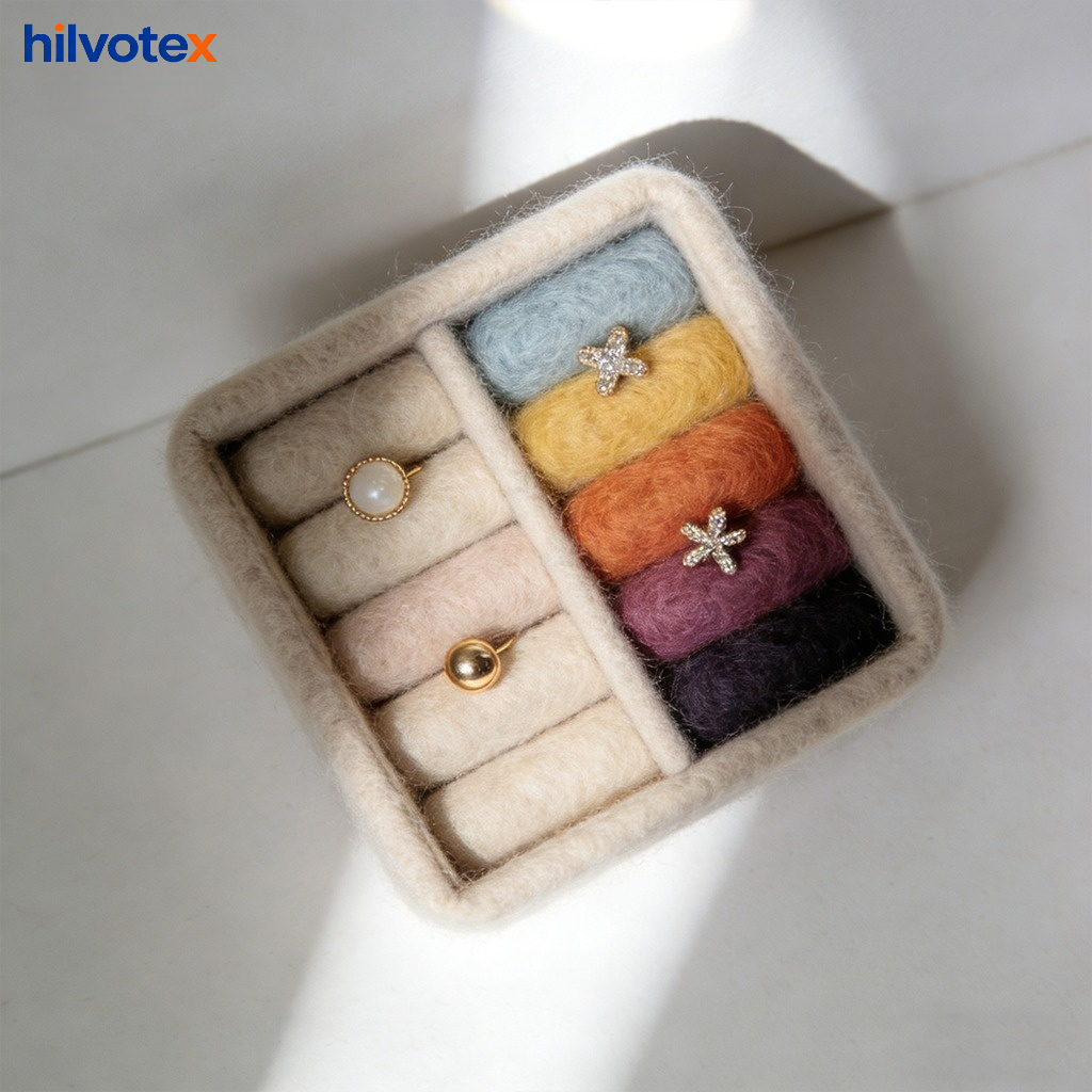 Compact felt jewelry organizer for earrings