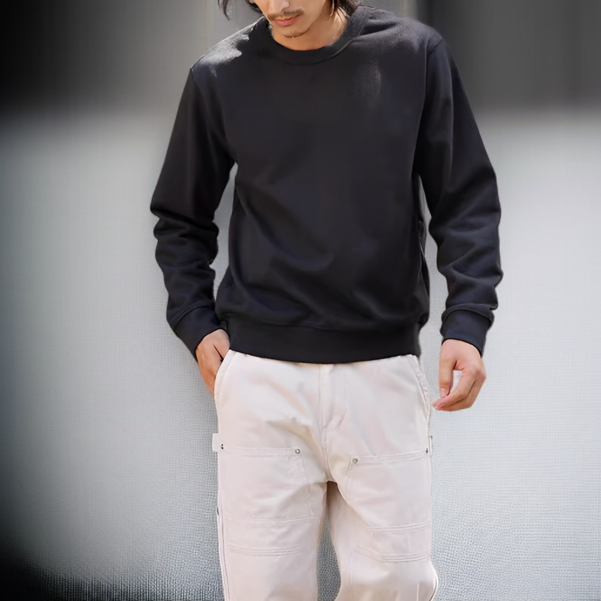 단색 풀오버 스웨트셔츠