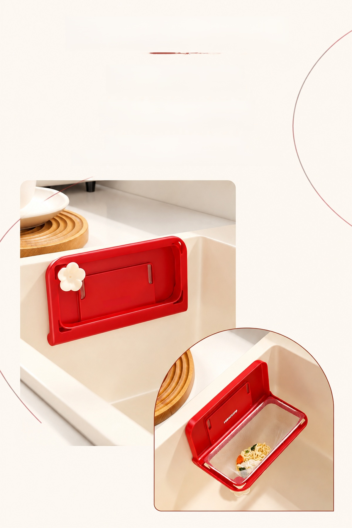 Collapsible mesh sink frame folded for compact storage