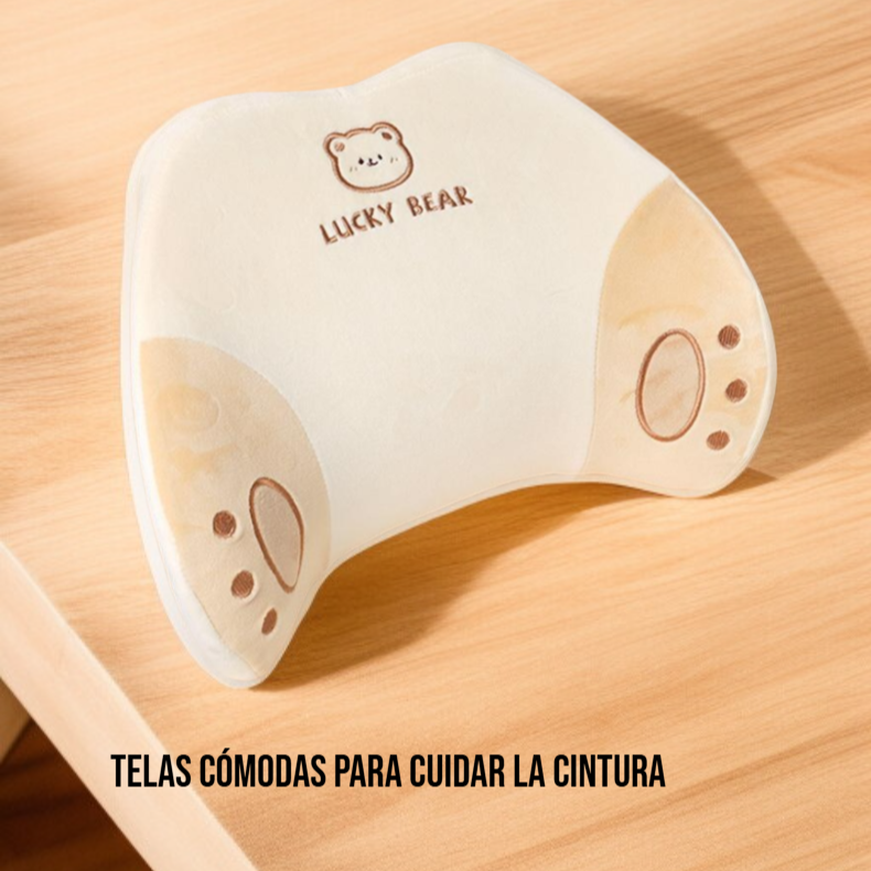 Almohada de cuello y soporte lumbar de coche, diseño de dibujos animados, espuma de memoria cómoda