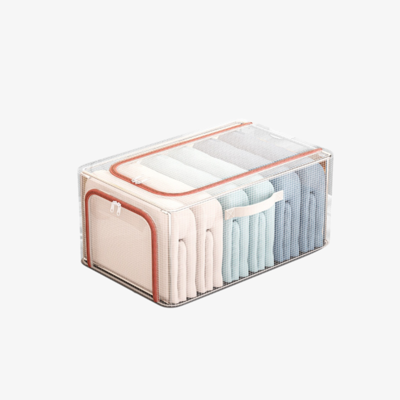 Nueva caja de almacenamiento de ropa de malla de PVC transparente, caja de almacenamiento de ropa pa