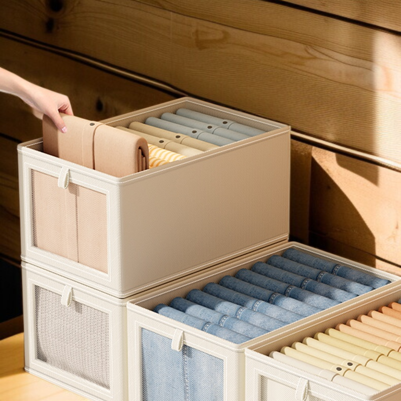 가정용 라지 수납함 접이식 분리 수납 정리함 뚜껑 달린 방진 의류 수납함 옥스포드 베란다 수납함