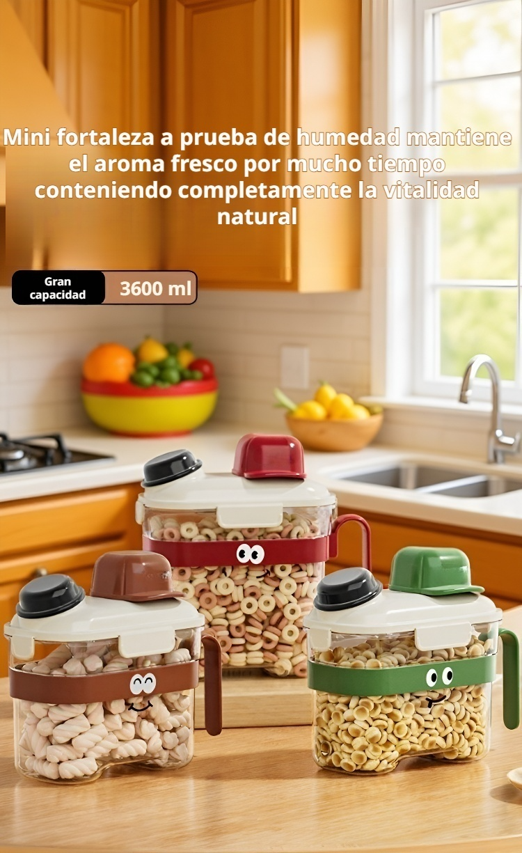 Envase de almacenamiento con tapa segura para snacks