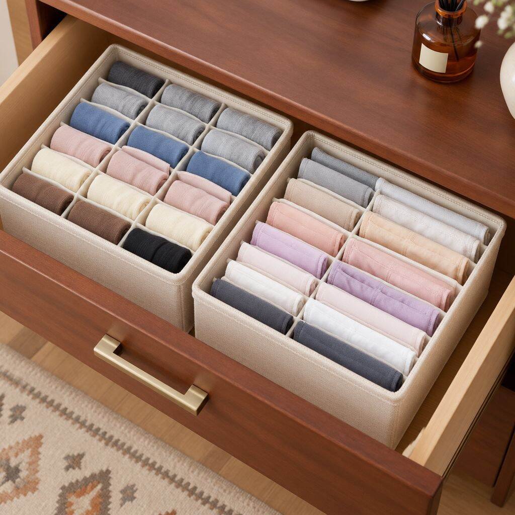 Caja organizadora de pantalones multifuncional, plegable y de tela