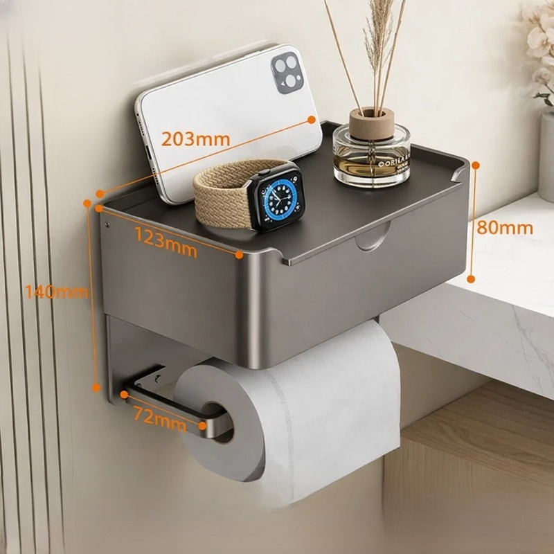 Wasserdichte wandmontierte Taschentuchbox mit Regal, ohne Bohren, für das Badezimmer