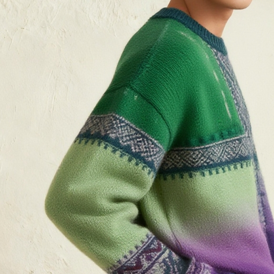 그라데이션 체크 남성 니트 스웨터