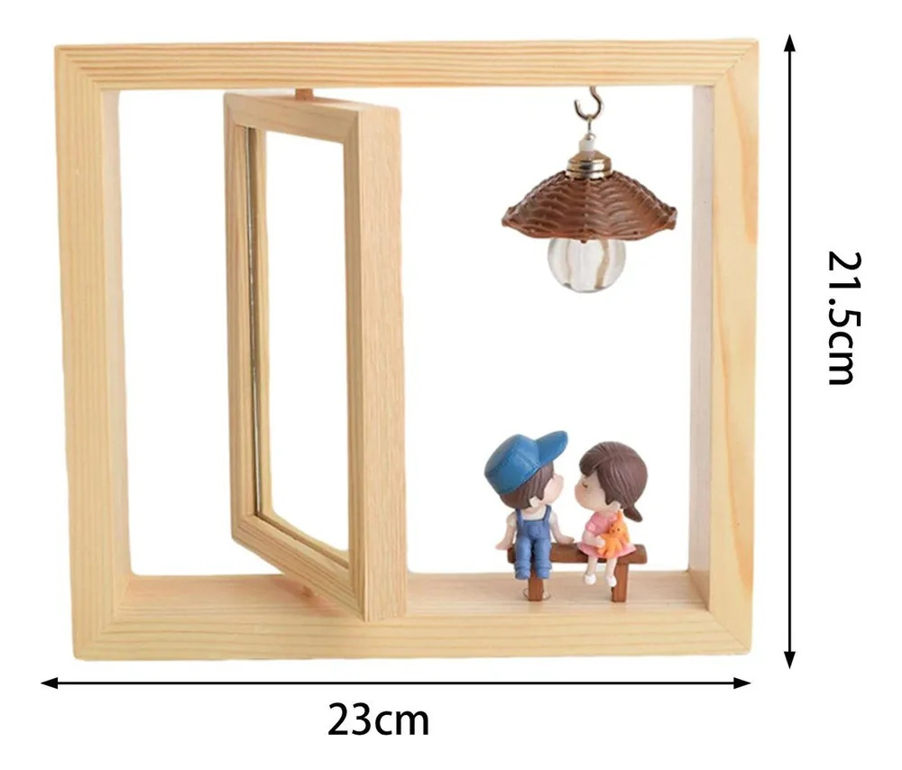 Portarretratos giratorio de madera maciza para pareja, estilo minimalista