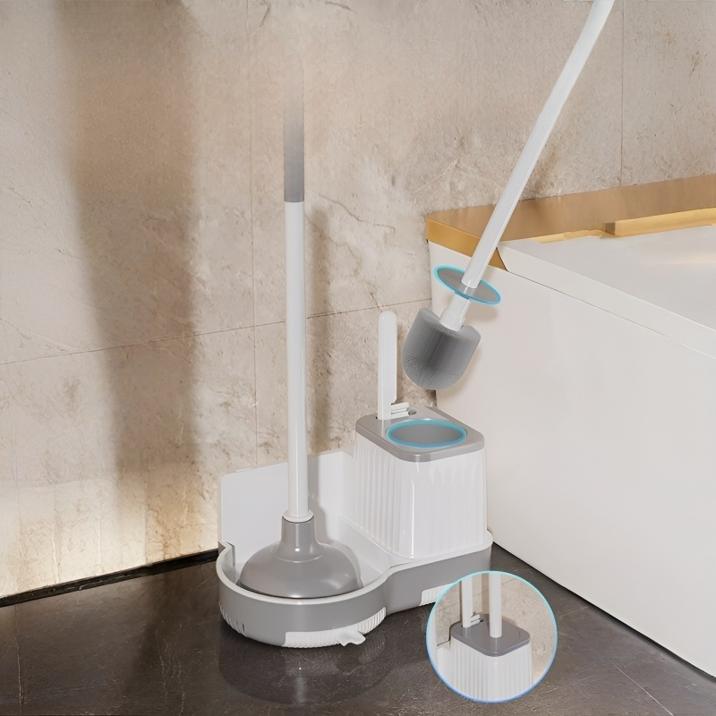 Bathroom cleaning with disposable brush