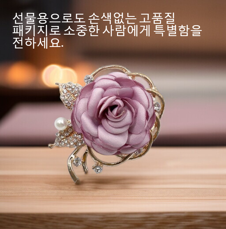 여성용 우아한 장미꽃 브로치 디테일