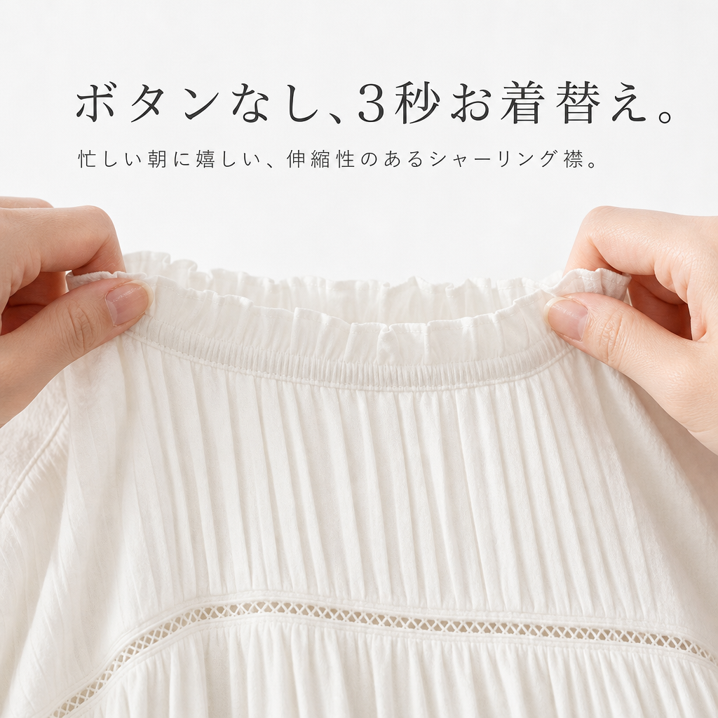 新作コットンギャザールーズ長袖シャツ レディース