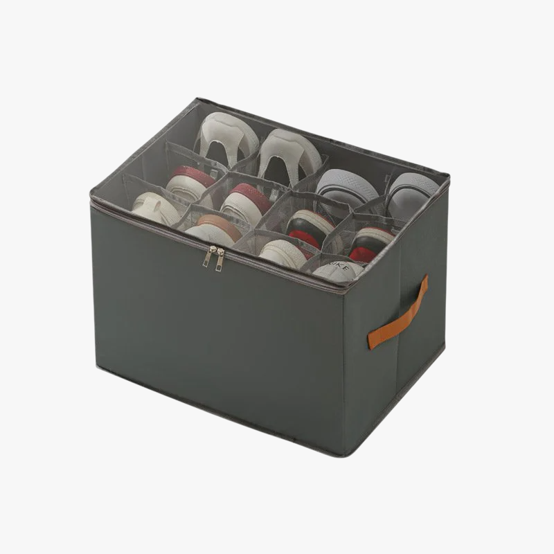 Schuhaufbewahrungsbox aus Stoff mit Fächern, Deckel, faltbar, staub- und feuchtigkeitsgeschützt