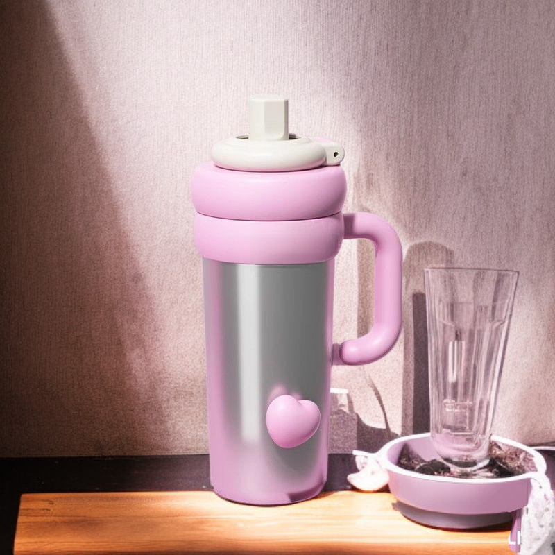 كوب حراري من الفولاذ المقاوم للصدأ 316 مع شفاط للبنات، سعة كبيرة وكوب سيراميك رائع