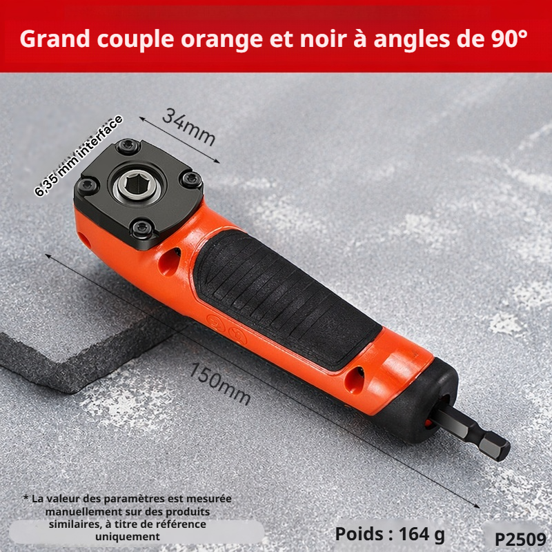 Tournevis électrique à angle droit multifonction 90° avec embout de vissage